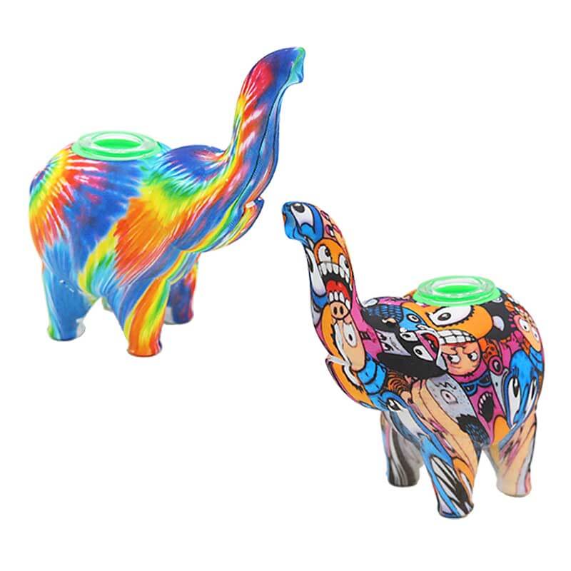 Colorful Art Mini Elephant Silicone Waterpipe (SL-17) | 4 inch | Assorted Colors product image